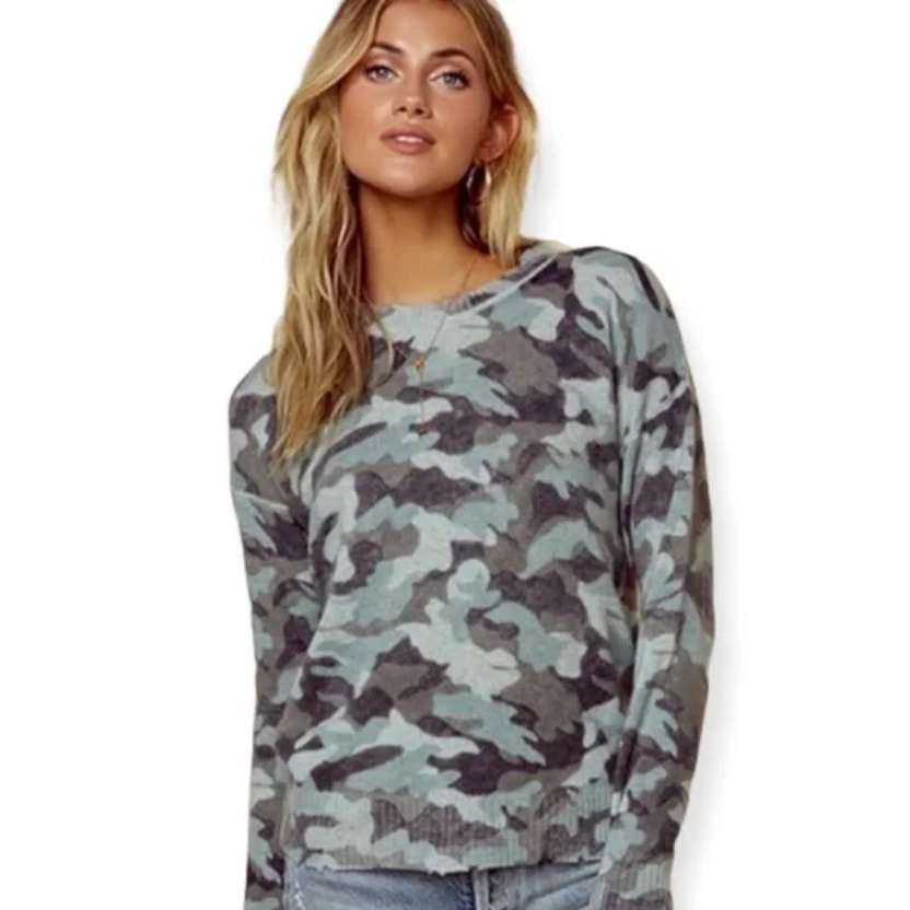 27 Miles Malibu Cashmere Camo Sweater Large